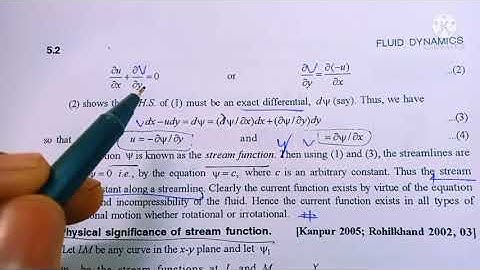 Stream function in two dimensional flow of fluid, MSc mathe 3 Semester