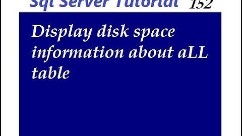 Display Disk Space Information About all Table in Sql Server