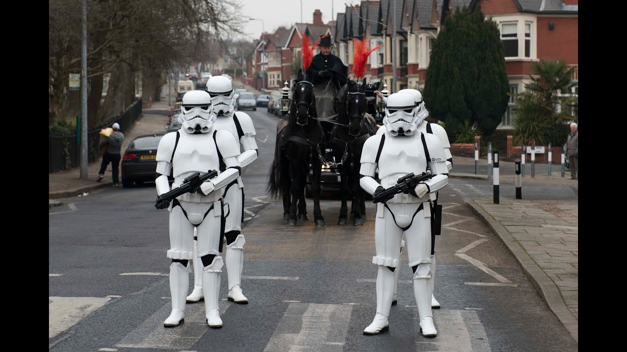 Stars Wars funeral with Stormtroopers with the coffin and ...