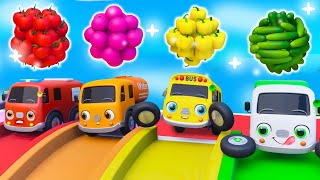 Slide Song and Wheels On The Bus with Learn Vegetables | Nursery Rhymes & Kids Songs | Baby Car TV