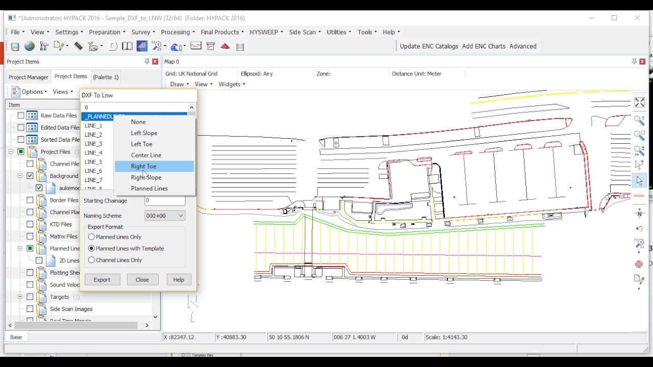HYPACK - Shell: Export 3D DXF to LNW