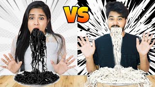 Eating BLACK Vs WHITE Food for 24 Hours 🖤🤍 Nilanjana Vs Situ I Earned 10000 by Trading 🥰