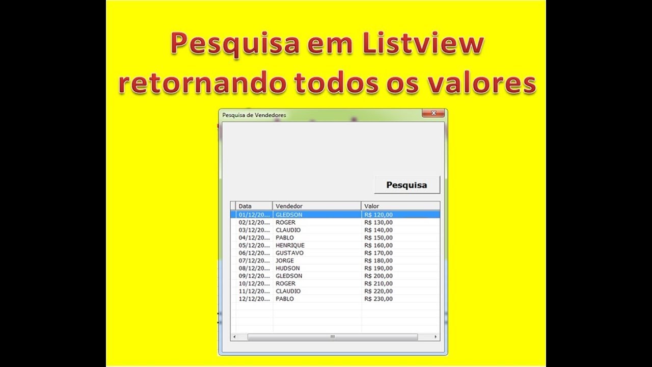 Carregando todos os valores no LISTVIEW | Como pesquisar no LISTVIEW if then excel vba