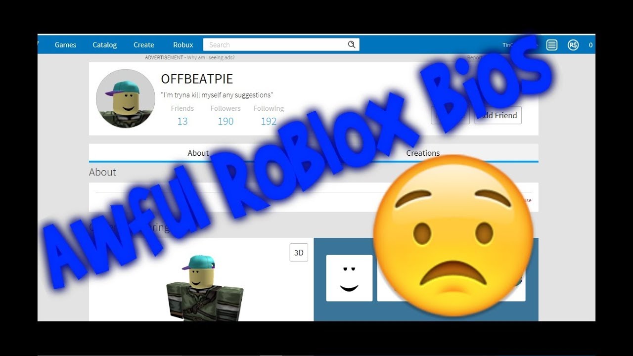 Checking Out Weird Roblox Bios Youtube - funny roblox status ideas