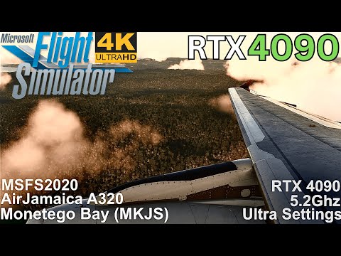 [MSFS RTX 4090] Breathless Visual Montego Bay Jamaica(MKJS)Landing AirJamaica A320[Ultra Settings]4K