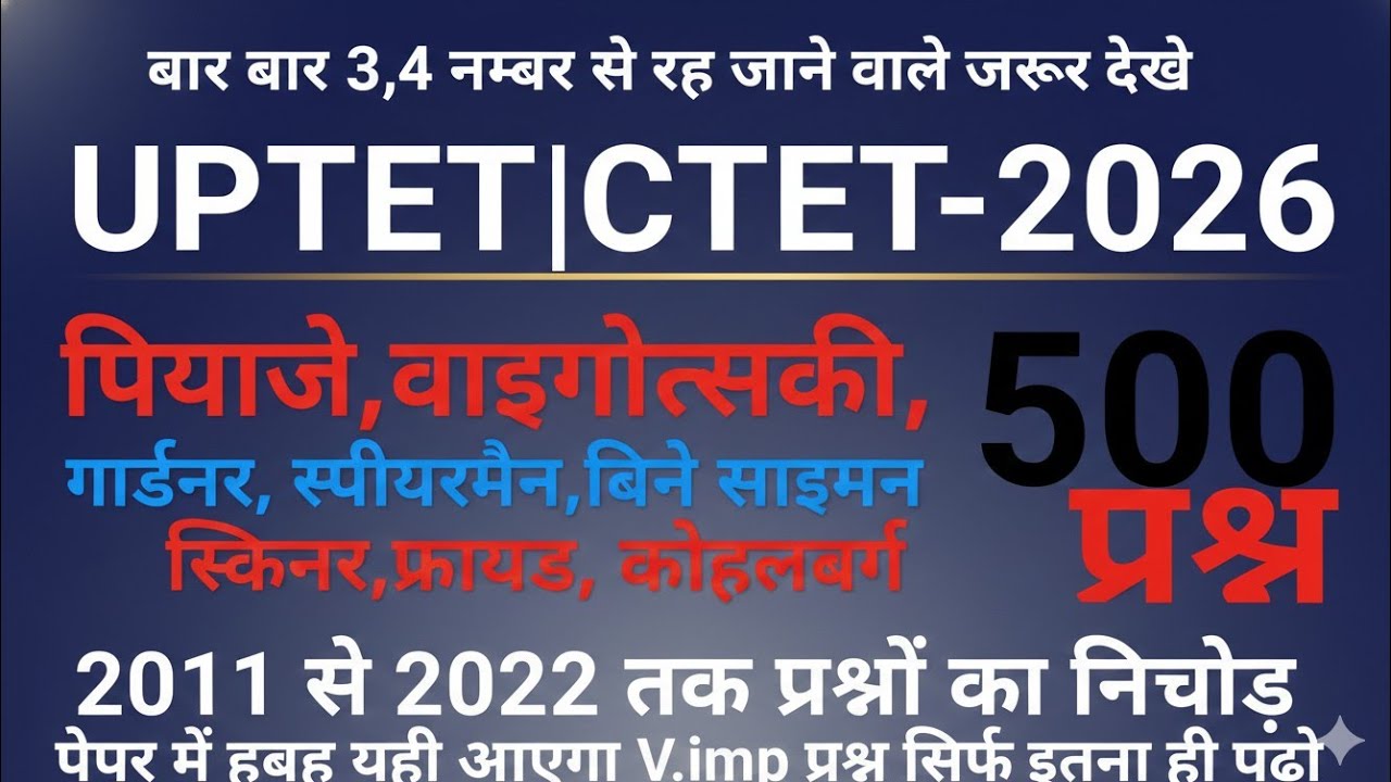 Uptet Previous Year Question Paper cdp Pedagogy Uptet 2026 Preparation I