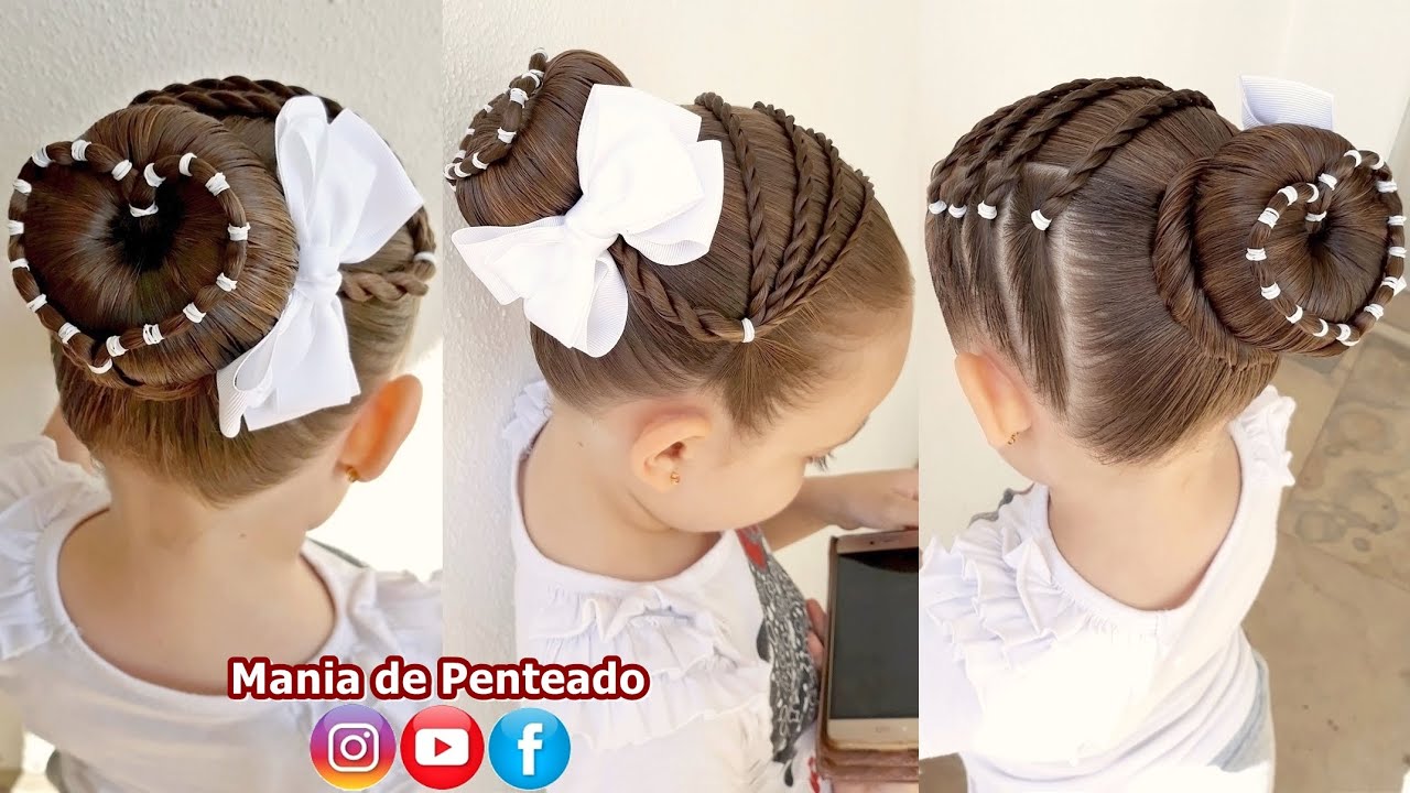 Penteado Infantil Coque Com Coração De Ligas - Youtube
