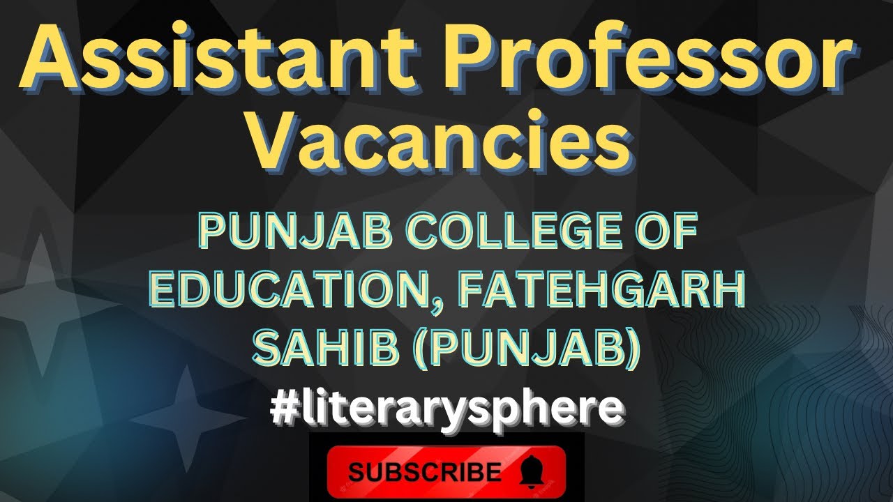 Job opportunity Assistant Professor permanent vacancies YouTube