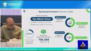 Investasi Hilirisasi Mineral Dominasi Rp98,3 Triliun dari Total Rp147,5 Triliun Triwulan I 2026 