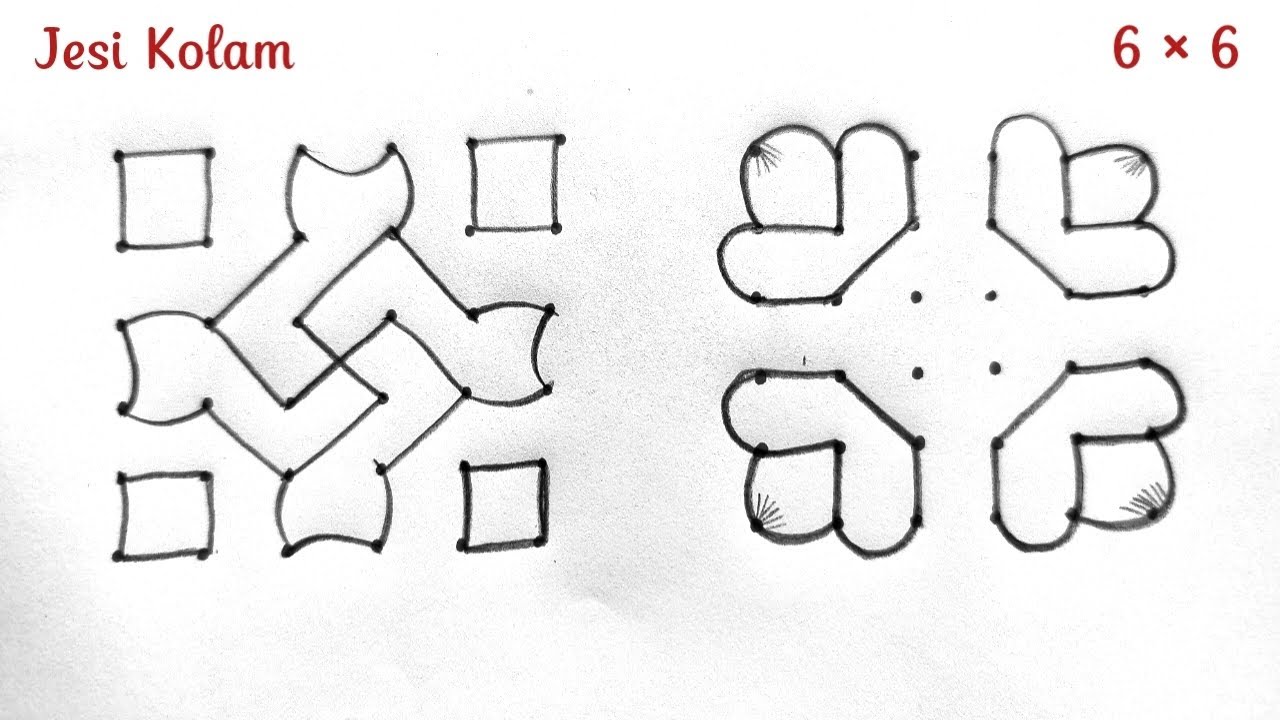 6 dot kolam 🌺 Simple kolam for beginners 🌺 Easy 6 dot kolam 🌺 Kolam 🌺 Jesi Kolam 🌺