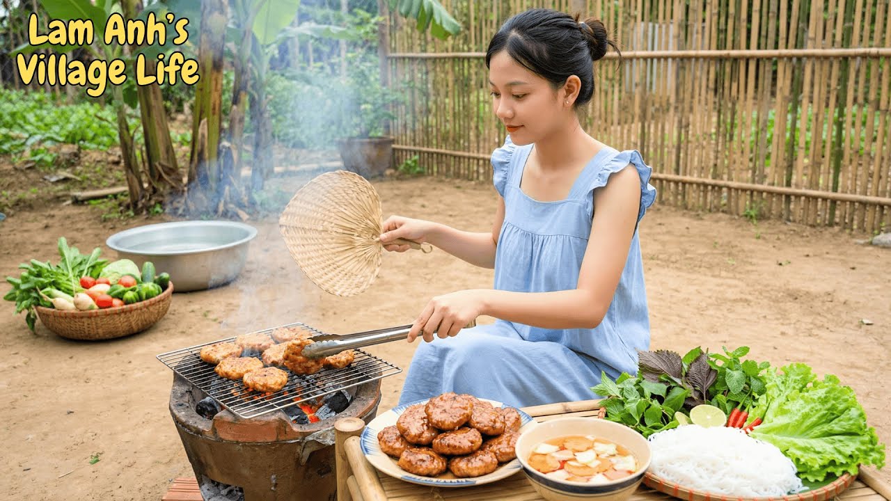 Harvesting And Cooking Vlog 33: Lam Anh Feeds Chickens and Cooks Hanoi-Style Bun Cha