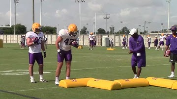 LSU running back Leonard Fournette and other Tiger running backs work on a drill Wednesday | Video