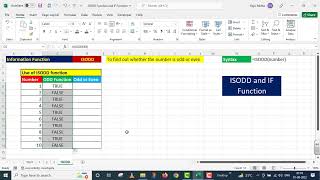 ISODD and IF Function