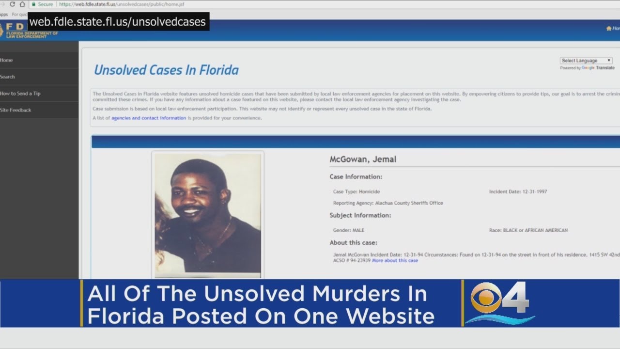 Over 400 Unsolved Murders In Florida Are Posted On This site YouTube