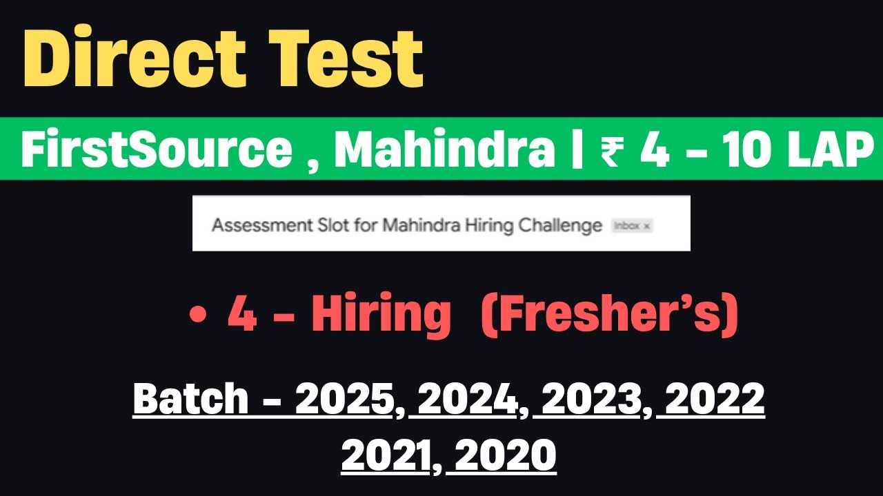 Direct Test Hiring 2025 | 2025 batch Hiring off Campus | OFF Campus ...