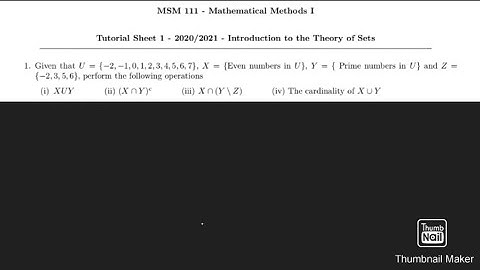 MSM 111 tutorial Sheet 1 [Set Theorem]