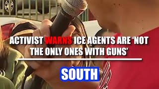 ⚠️🇺🇸 Tensions flare at anti-ICE protest!A school teacher shocks the crowd, warning federal agents