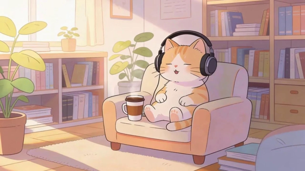 Lofi Cat Fireplace Vibes 🔥 Chill Beats for Stress Relief & Cozy Sleep