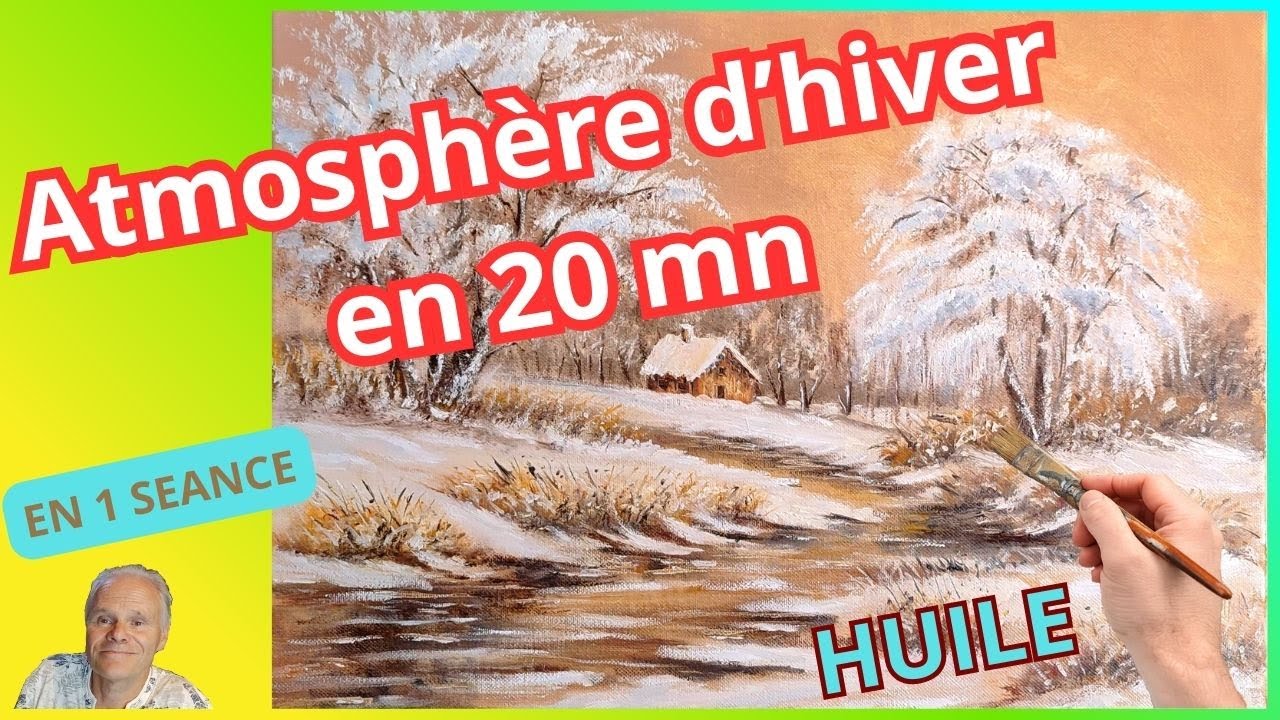 [HUILE] 🎨 Paysage l'HIVER et la NEIGE - Atmosphère sépia _ Étapes clés - Alla prima