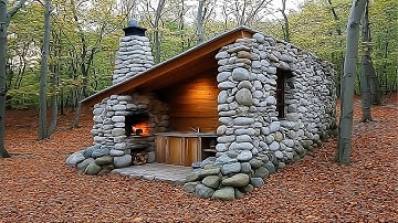 Man Builds House with STONES and LOGS in the Forest | by @bogdanintheforest4382