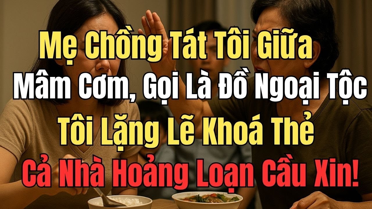 Mẹ Chồng Tát Tôi Giữa Mâm Cơm, Gọi Là Đồ Ngoại Tộc – Tôi Lặng Lẽ Khoá Thẻ, Cả Nhà Hoảng Loạn Cầu Xin