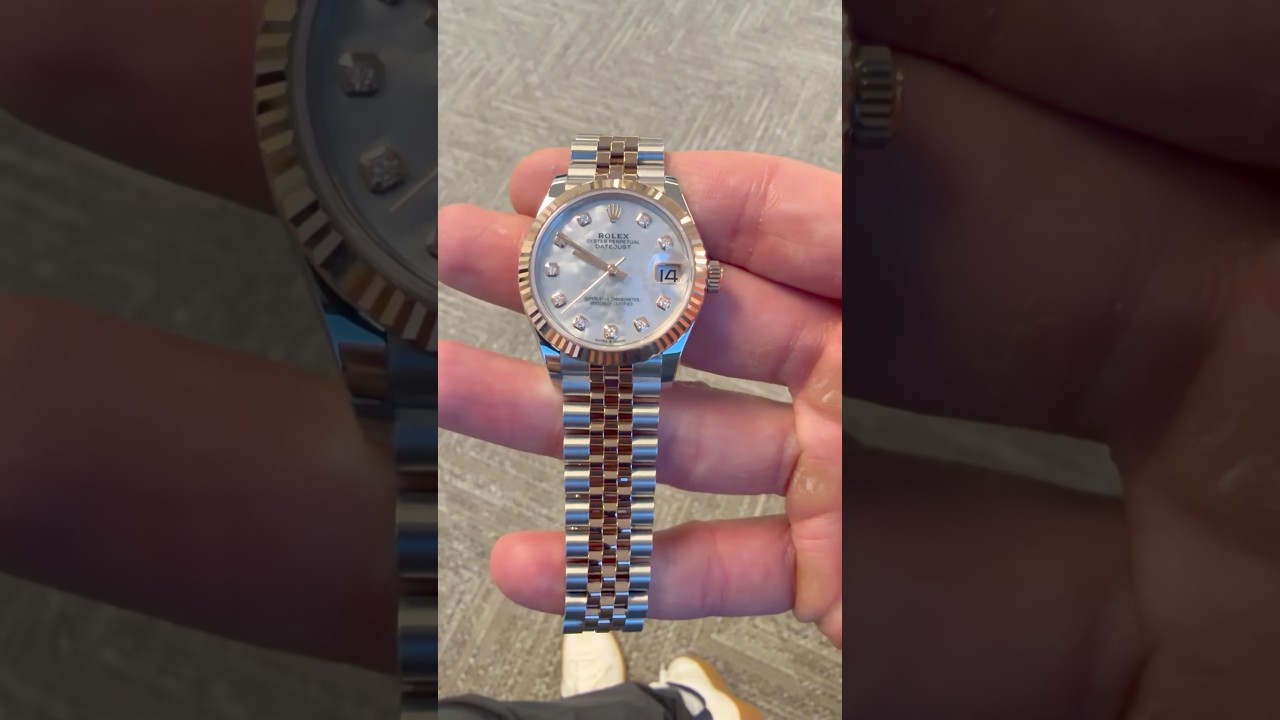 Rolex Two Tone Rose Gold Datejust 31 Mother of Pearl Diamond Dial Jubilee Bracelet 278271