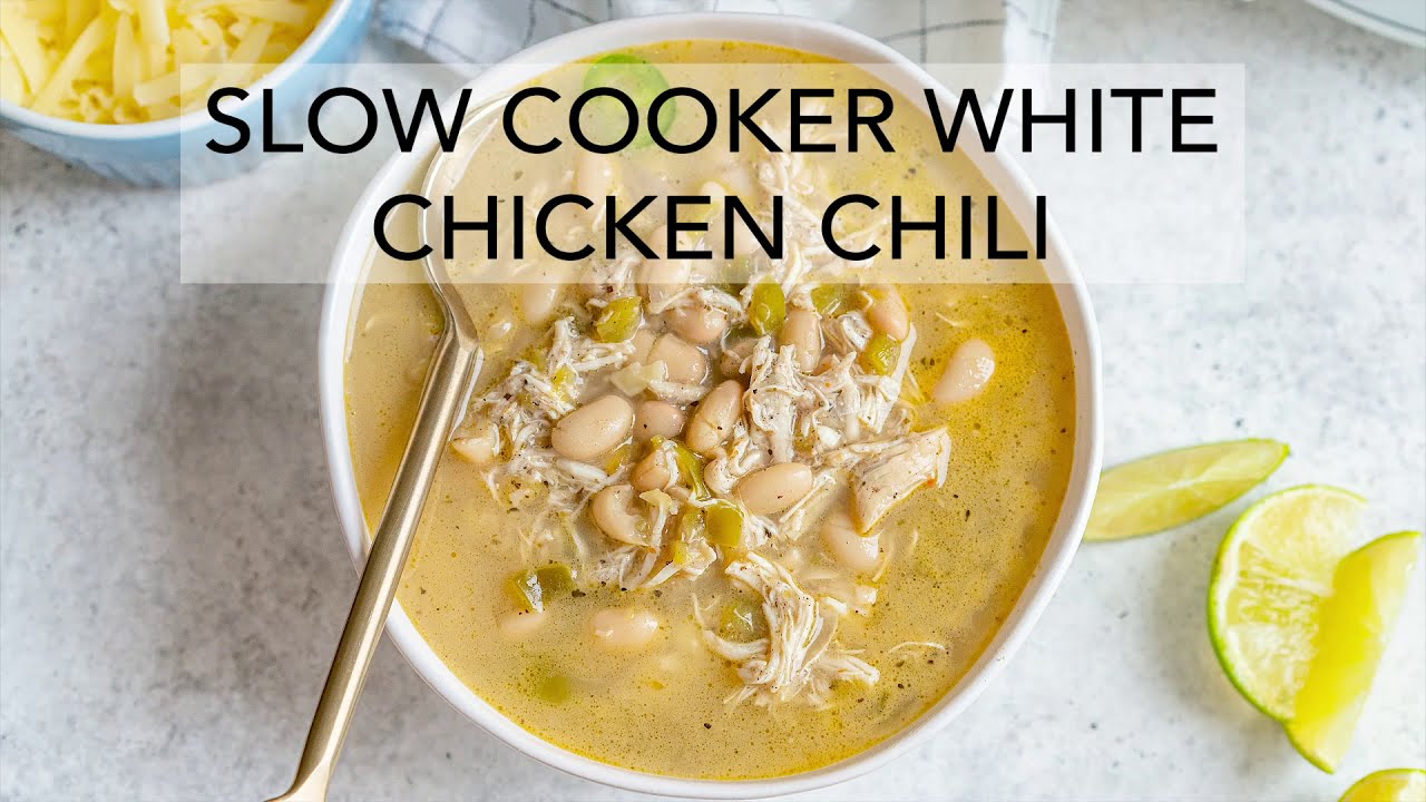Slow Cooker White Chicken Chili Recipe - YouTube