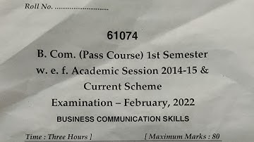 MDU B.Com Business Communication Skills 1st semester, February 2022 Question Paper