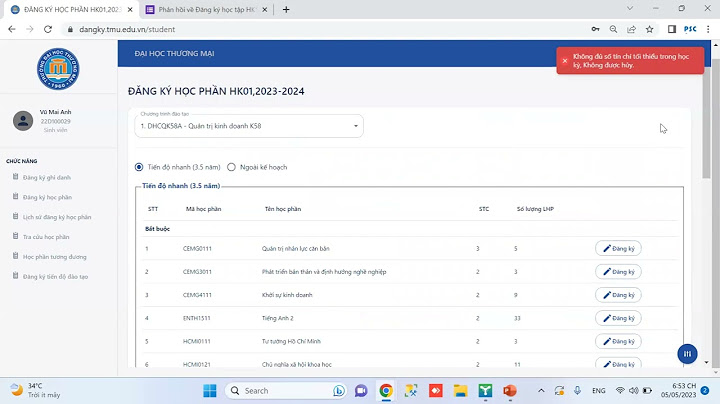 Hướng dẫn cách đăng kí học phần năm 2024