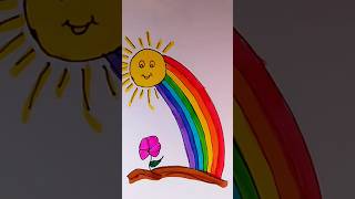 painting  with me  rainbow  landscape drawing #drawing #satisfying #trending #shortvideo