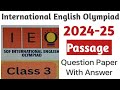 Class 3 English Sof Olympiad Question Paper 2024-25| SOF|2024-25 English passege Explain in Hindi.