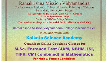 M.Sc. Entrance Test (JAM, NBHM, ISI, TIFR, CMI combined) in Mathematics