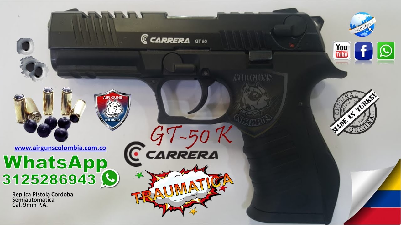 Pistola Traumatica Carrera GT-50 K, Replica de la Córdova Arme Desarme y  Ensayo Whatsapp 3213112973 - YouTube