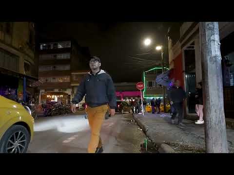 Santa Fe neighborhood at night Bogota Colombia