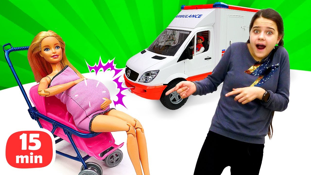 Кукла Барби: беременность, прическа и ванна! Видео про игрушки для ...