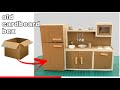 how to make miniature kitchen with cardboard // diy mini kitchen