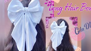 DIY LONG Satin Hair Bow | EASY TUTORIAL |  How to Make a Bow with Long Tails