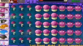 Gloom-Scoredy-Fume Shrooms Vs All Zombies - Last Stand - Night - Plants vs Zombies Gameplay