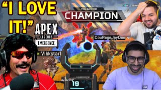 DrDisrespect's FIRST WIN with CouRageJD \& Vikkstar in Apex Season 10! (Emergence)