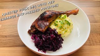 Roasted Duck Leg with Red Cabbage and Mashed Potatoes Recipe | Tasty Mashed Potatoes with Chives