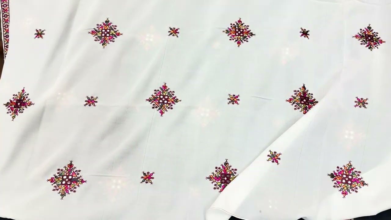 Swiss Lawn Shawl Balochi Embroidery With Mirror Work Whats App 03345375914
