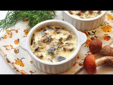 Видео рецепт Жульен с языком и грибами в сметанном соусе