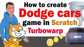 Dodge cars, collect coins, tutorial how to make a game in Scratch, Turbowarp screenshot 5