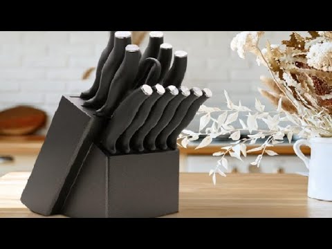  WIZEKA Knife Set, NSF Certified 15pcs Kitchen Knife Set, 1.4116  German Stainless Steel Knife Sets for Kitchen With Block, Full Tang  Design&Comfortable Anti-Slip Handle, Black Knight Series: Home & Kitchen