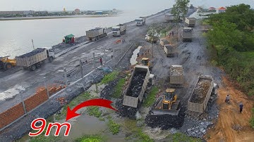 Update Action Bulldozer Shantui  Moving Rock to Water Making Long Road