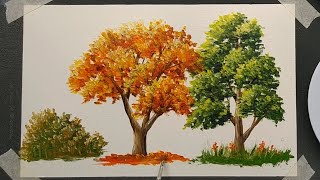How to paint trees on canvas with acrylic paint  How to paint a tree step by step