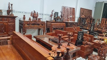 Live 6/10 Thợ gỗ làng nghề bán vài cặp lục bình, bàn ghế, tủ giường, đồ mỹ nghệ làm thủ công cực đẹp