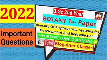 B.Sc 2nd Year Botany Important Questions || 2022 Important Questions Of Botany First Paper || 2022..