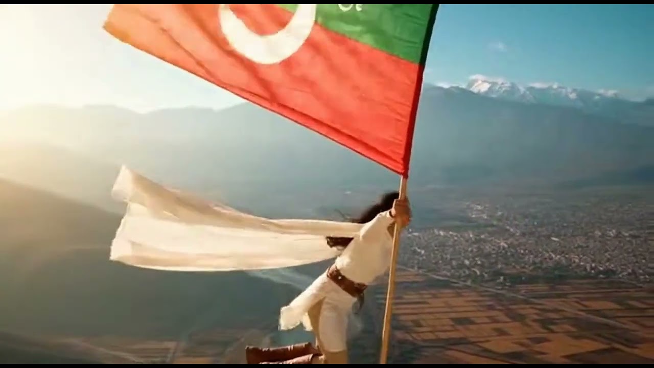 girl fly PTI flag 