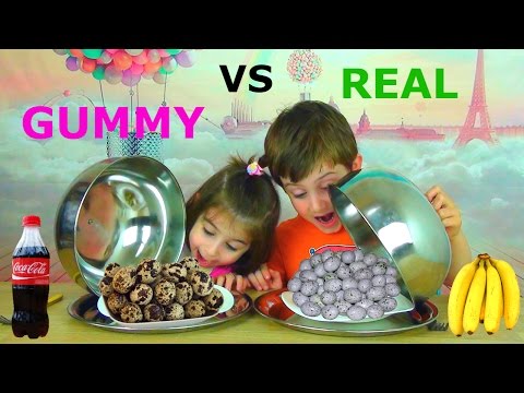 GUMMY FOOD vs REAL FOOD CHALLENGE ნამდვილი საჭმელი კამფეტების წინააღმდეგ